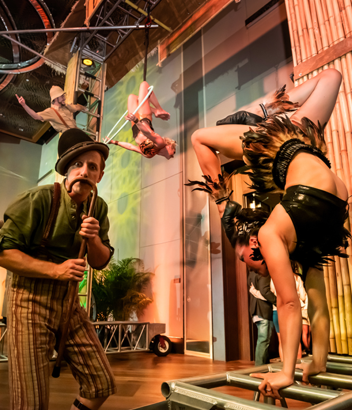 circus acrobats performing ambient talent and acts